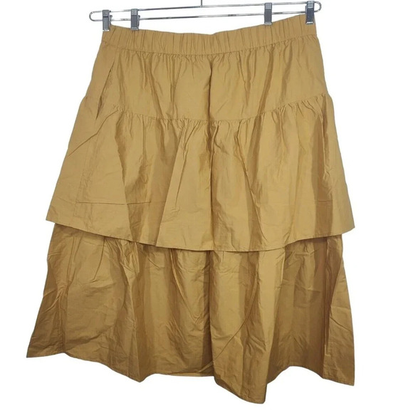 Who What Wear Honey Mustard A-line Layered Tiered Maxi Skirt Women Size 3X NEW - Picture 3 of 7